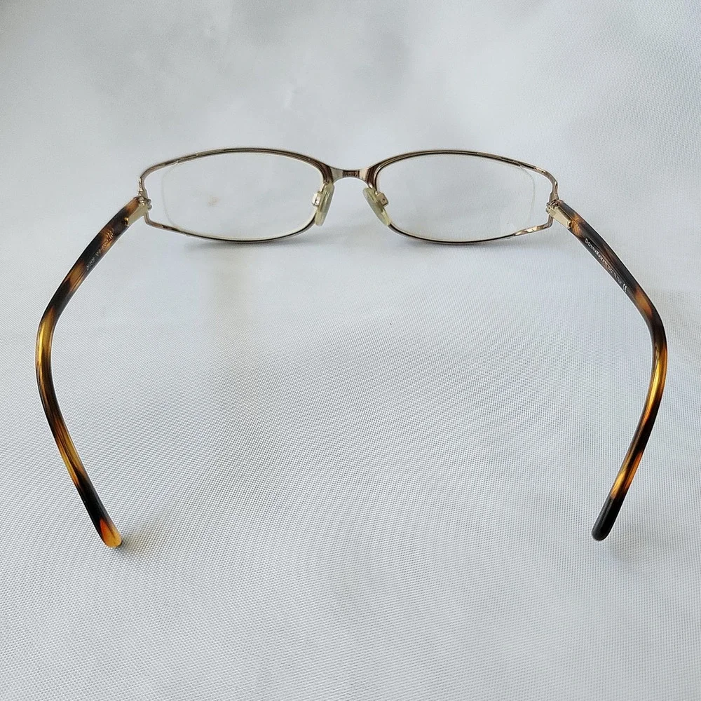 Donna‎ Karan DK 3536 Gold Tortoise Oval Semi Rimless Eyeglass Frames Italy 50-17